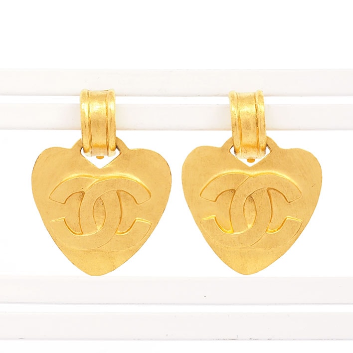 シャネル ココマーク ハートプレート スウィング クリップタイプ【イヤリング】