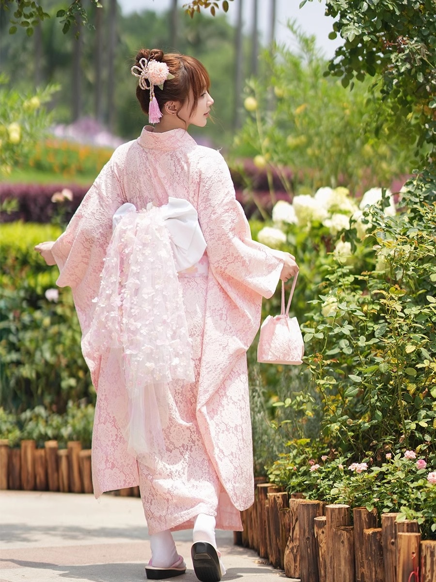 【本日限定2025new】 浴衣 レディース レース浴衣 ピンク 振袖 浴衣セット 女性和服 女性浴衣 腰帯 ゆかた