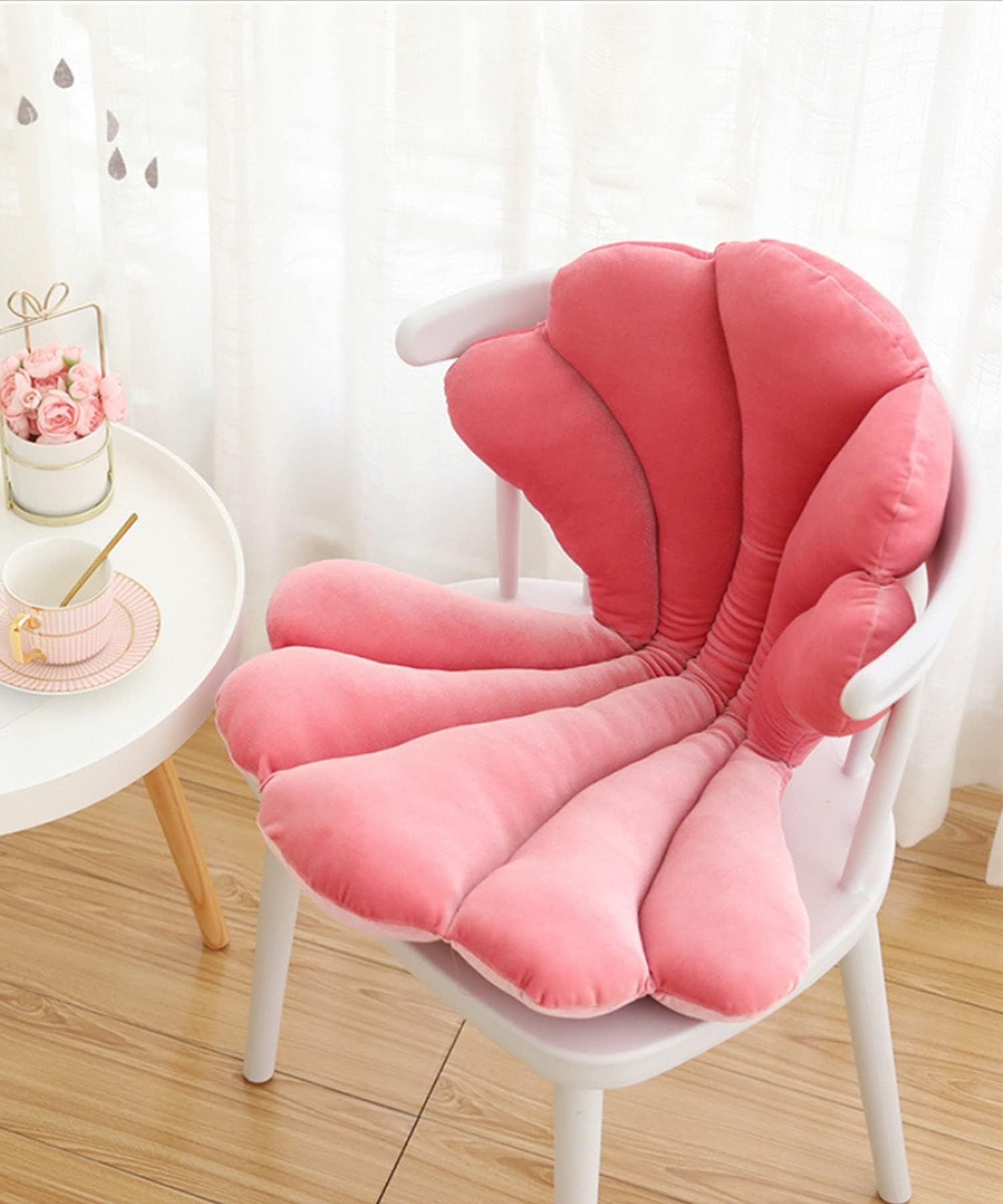 シェルクッション シェル クッション かわいい 韓国 ライク SNS映え 35×46cm インテリア おしゃれ 貝 貝殻 座布団 プレゼント 子供 誕生日 (PINK)