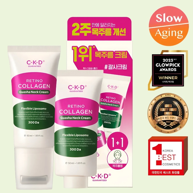 CKD 公式 レチノールケア 低分子コラーゲン しなやか首元ケア つるん密着テクスチャー レチノコラーゲン セラム 50ml×2本セット 1+1 使いやすい美容ローラー付き