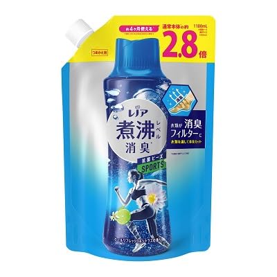 【P&G】レノア 煮沸レベル 消臭抗菌ビーズ スポーツ クールリフレッシュ&シトラスの香り つめかえ用 超特大サイズ 1180ml ×6個セット