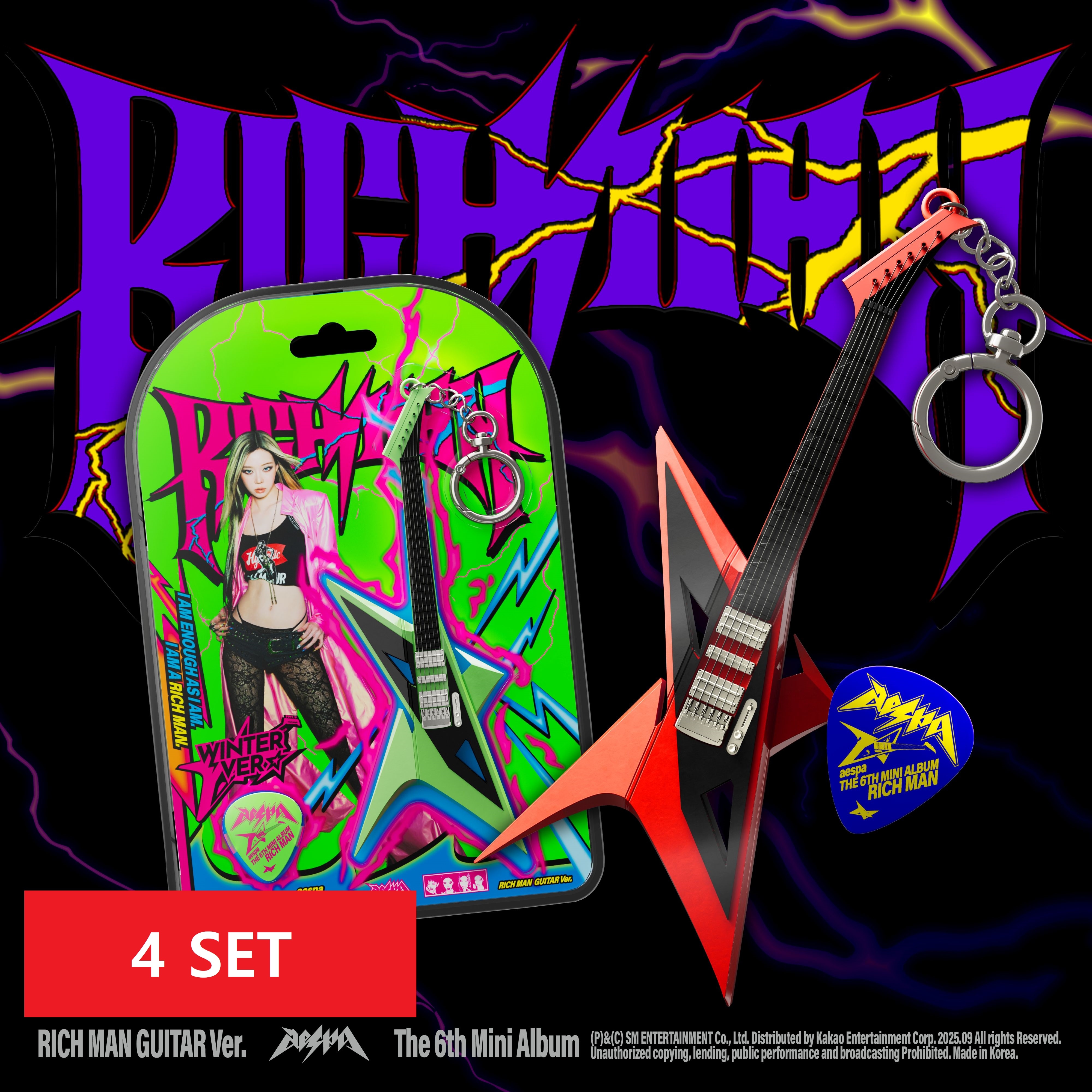 【SET商品】aespa [Rich Man] (RICH MAN GUITAR Ver. 4 SET)（韓国盤）