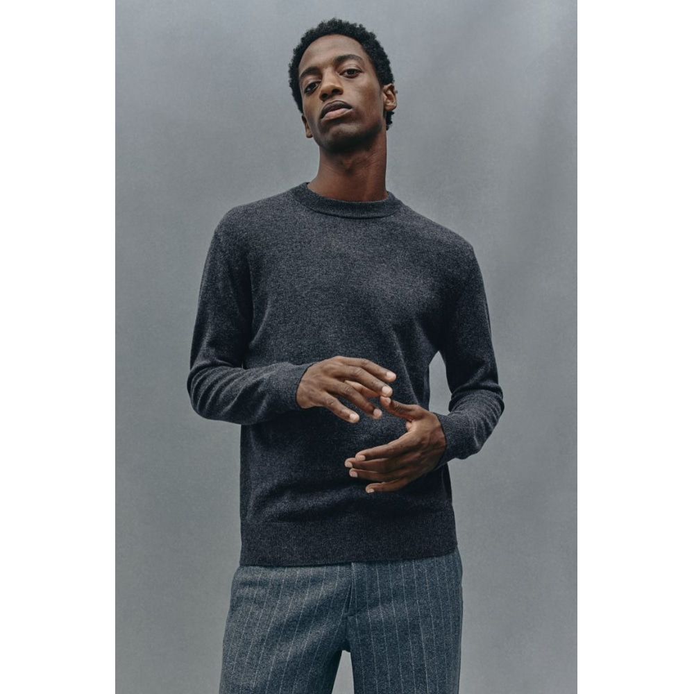 H&M レギュラーフィットカシミアジャンパーダークグレー