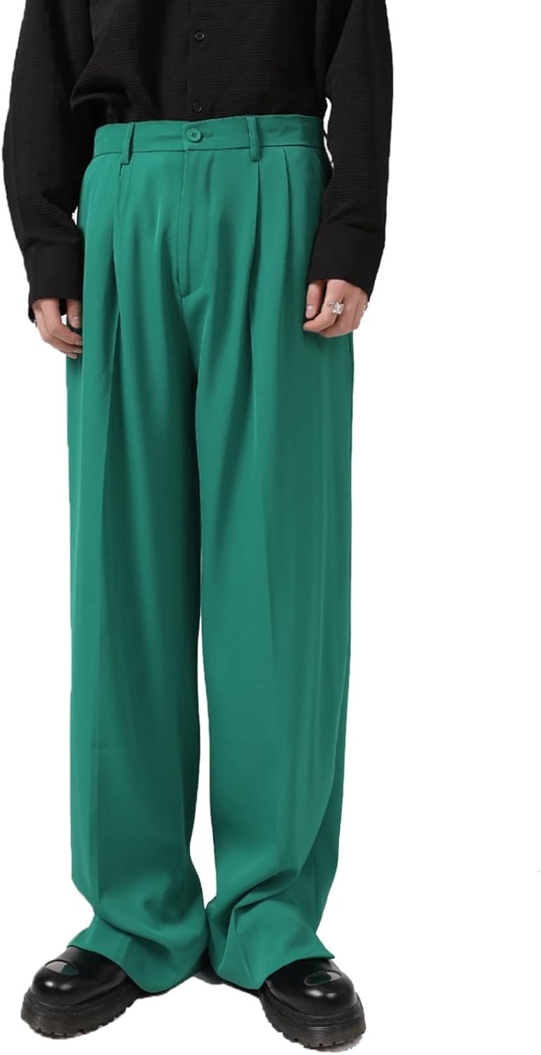 ロングパンツ メンズ スラックス ドレープ 薄手 モード系 イージーパンツ ワイド ルーズ カジュアル ソフト 通気 快適 春 夏 秋 裾スリット 長ズボン シューカット リラックス ソフト