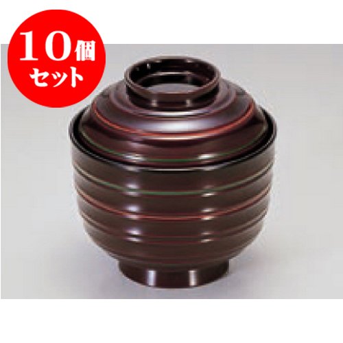 kbu3-858-23-793-10set 10個セット 漆器 ABS樹脂(耐熱温度70度) 駒筋小吸椀溜朱緑線引 [9.3 x 9.5cm] 和食器 旅...