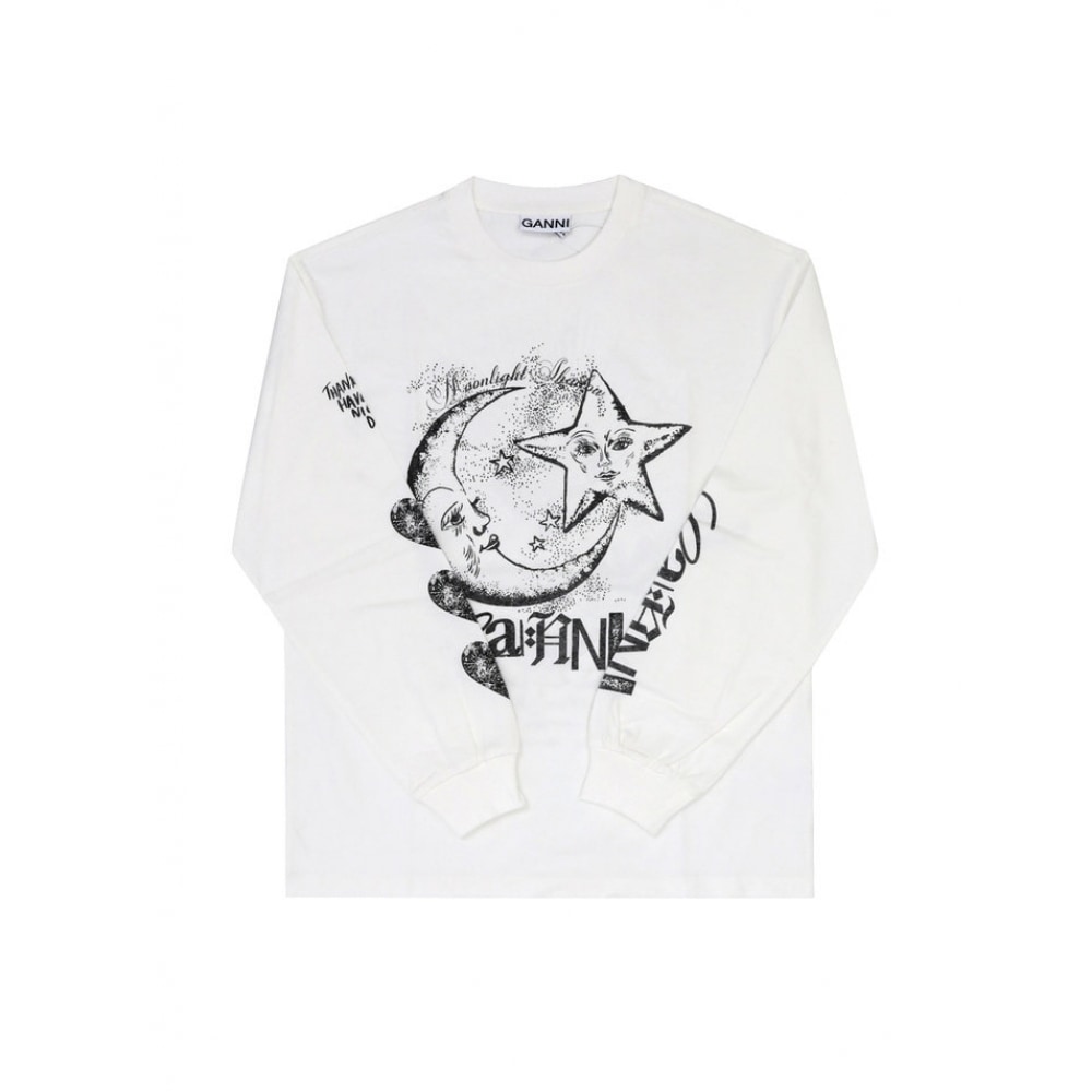 GANI 女性用ムーンライトフューチャーロゴプリントロングスリーブ T シャツ (T4064 135)