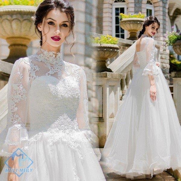 ウェディングドレス 長袖 安い 二次会 ウエディングドレス 秋冬 結婚式 エンパイア 花嫁 ドレス