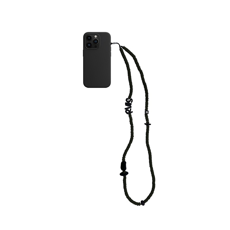 nature beads crossbody phone strap khaki 57cm