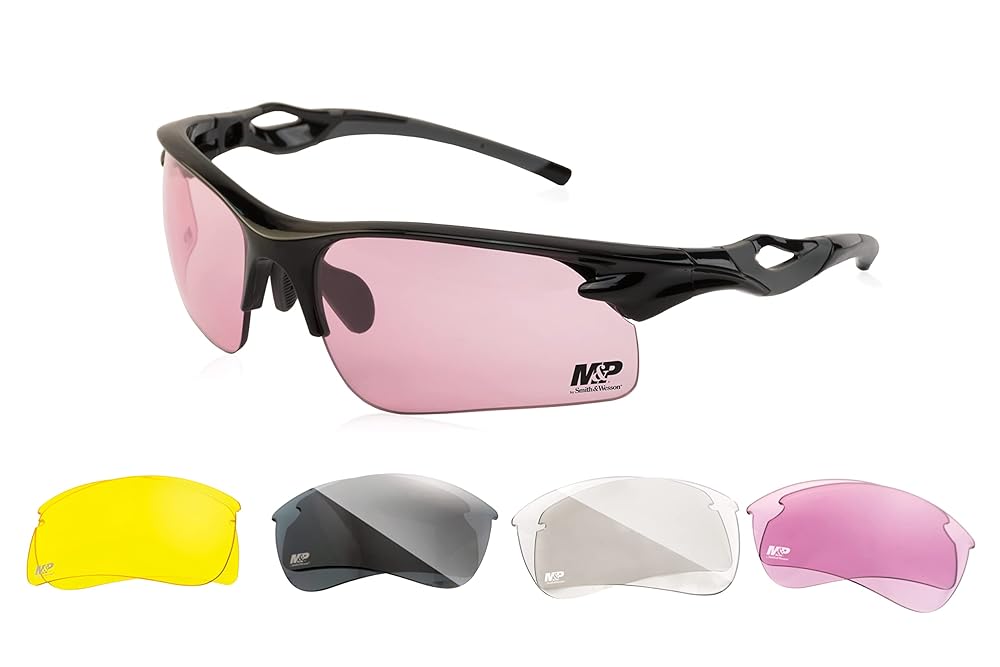 Smith & Wesson M&P ハリアー ハーフフレーム 交換可能 シューティンググラス 耐衝撃&曇り止めレンズ付き 射撃/射撃/射撃/屋外用