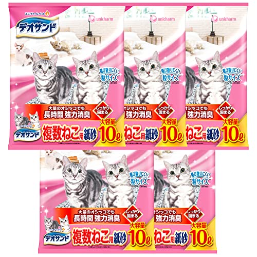 【まとめ買い】デオサンド 猫用 サンド 複数ねこ用 紙砂 50L(10L×5) おしっこ ペット用品 ユニチャーム 5,566円