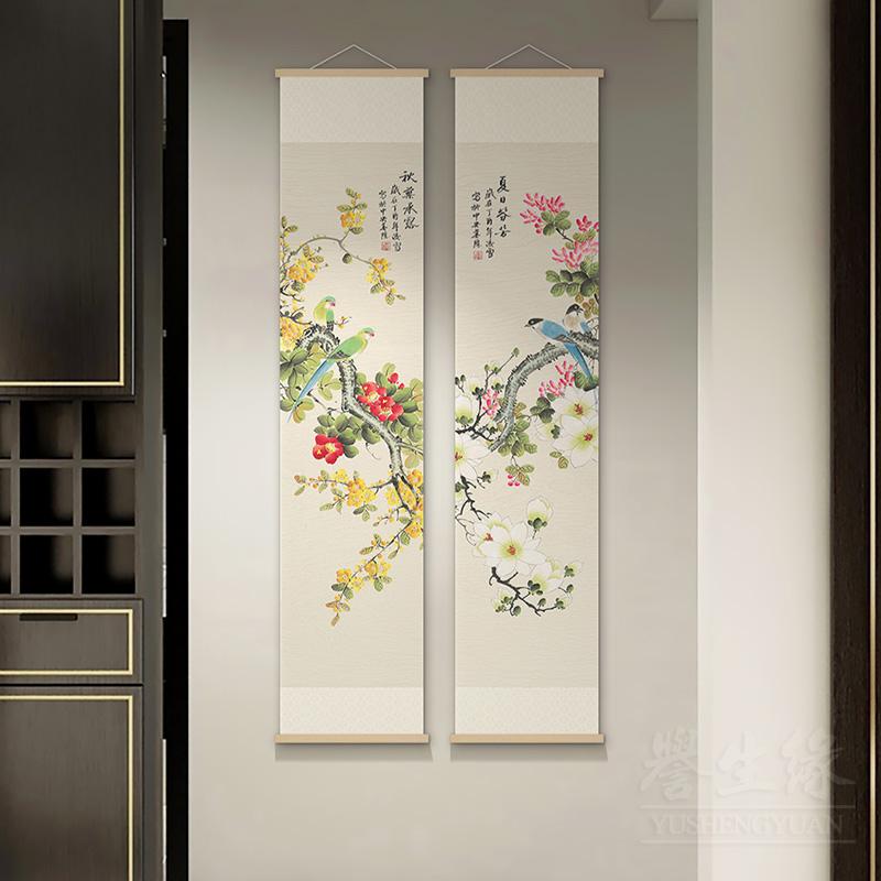 掛け軸 モダン オシャレ 床の間 玄関 書斎 絵画 インテリア チャイナ風 花鳥 四君子 梅蘭竹菊 キャンバス インクジェットプリント スリム 防水 エレガント プレゼント 記念日 誕生日