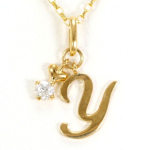 K18 18金 YG イエローゴールド ネックレス ダイヤ 約40cm ジュエリー 中古