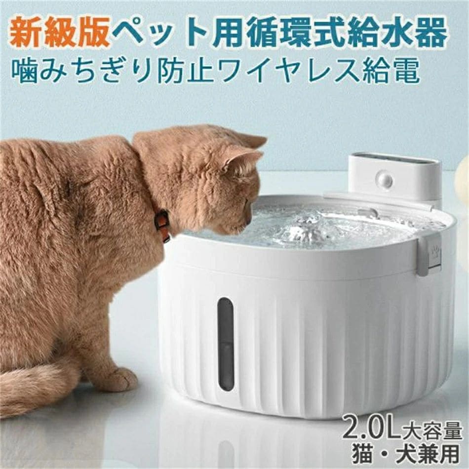 まとめ買い得【2WAY給電】自動 ペット給水器 犬 猫自動給水器 循環式給水器 器水量目視可能 2L 超静音 大容量 活性炭フィルターイオン樹脂 留守番対応