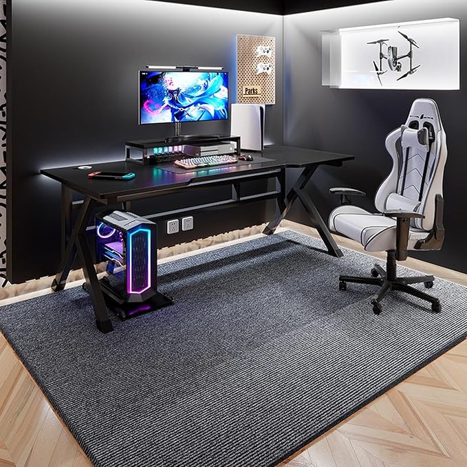 チェアマット ゲーミングマット 床保護 フロアマット 防音 無地 大判 足元 ラグ デスクチェアマット 長方形 カットでき 丸洗い可能 防カビ 家具保護 食卓 机下/椅子/フロア/畳 オールシーズン(