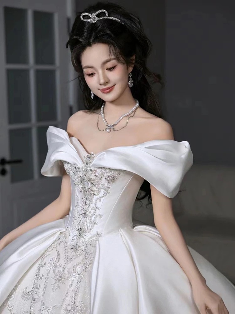 ウェディングドレス 2025 ブライダル メインヤーン 上質な質感 プリンセス レトロ 宮殿風 リトルマン