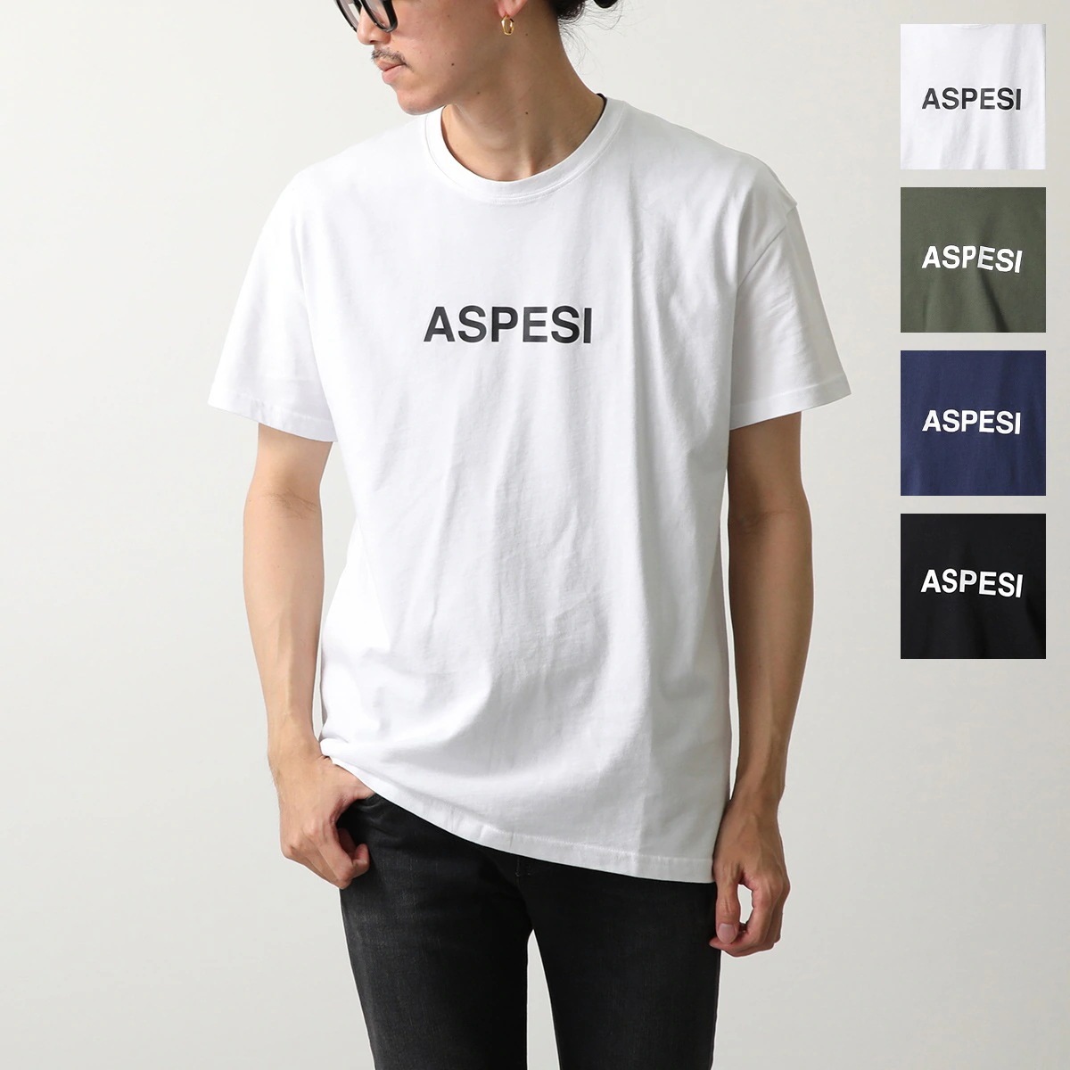 ASPESI アスペジ Tシャツ BASIC 2 ASP1MTS02 メンズ 半袖 カットソー ロゴT コットン クルーネック カラー4色