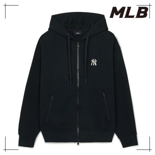 MLB公式正規品 フードトレーナー Basic Small Logo Double-Sided Hood Zip-Up NY (Black)
