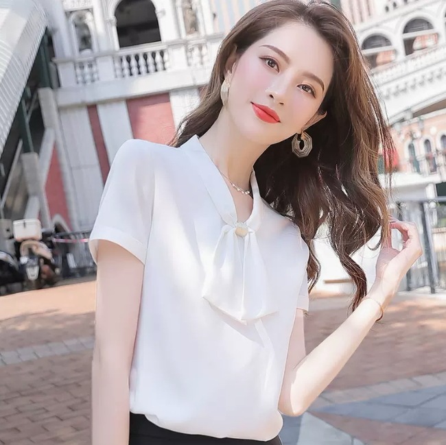 リボンタイ トップス ブラウス 全3色 袖あり 半袖 かわいい 可愛い きれいめ 上品 おしゃれ お洒落 可愛い 女子 こなれ感 ラブリー キュート ガーリー エレガント 主役級