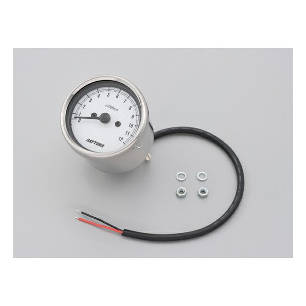 機械式タコメーター φ60 ステンレスボディ/ホワイトパネル 12000rpm D15642