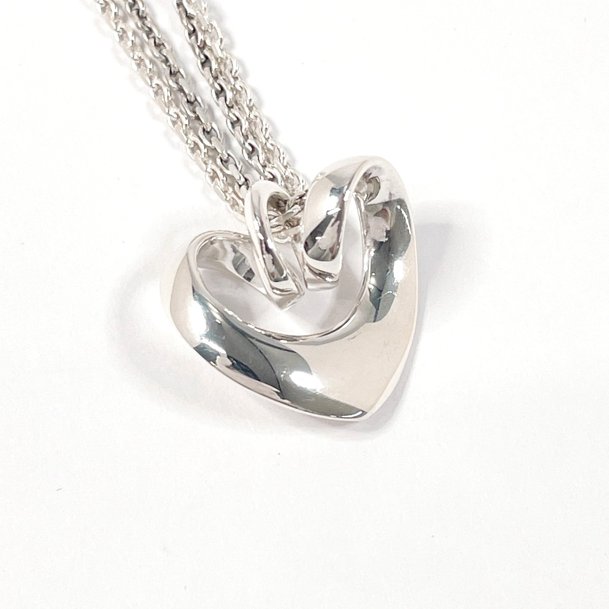 Georg Jensen ダブルチェーン 2001 ハート ネックレス シルバー シルバー925 ユニセックス