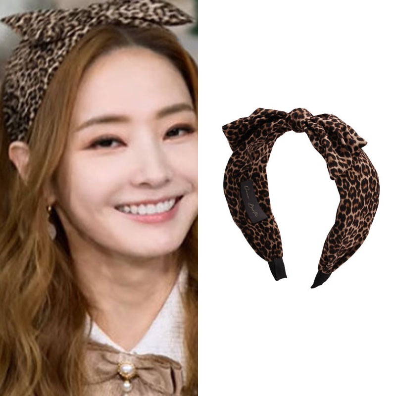 [ハンチェヨン着用]レオパードワイドリボンヘアバンド/韓国ファッション芸能人着用デイリーアクセサリー韓国アクセサリートレンドアイテム韓国デイリーファッションセレブ着用夏ファッション韓国