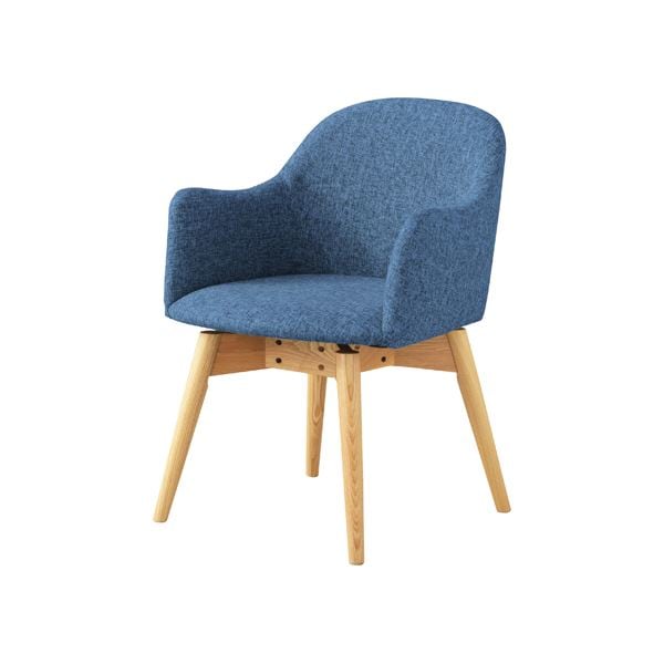 回転式 ダイニングチェア 食卓椅子 幅50x奥行55x高さ73x座面高43cm ブルー 木製 肘付 18,427円