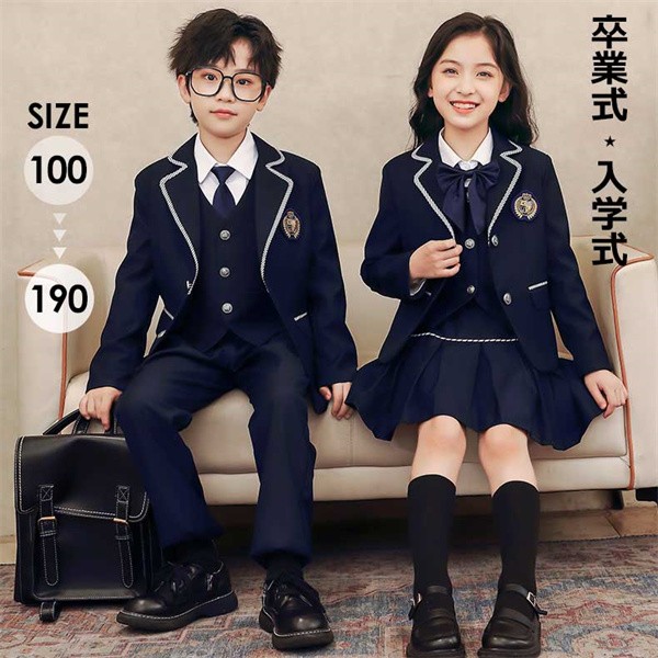 学生服 子供制服 ユニフォーム こどもスーツ 卒業式 入園 女の子 男の子 ネイビー 受験 小学校 中学生 キッズ通園 通学制服 フォーマル 子供服 卒園式 発表会00 110 120 130 140