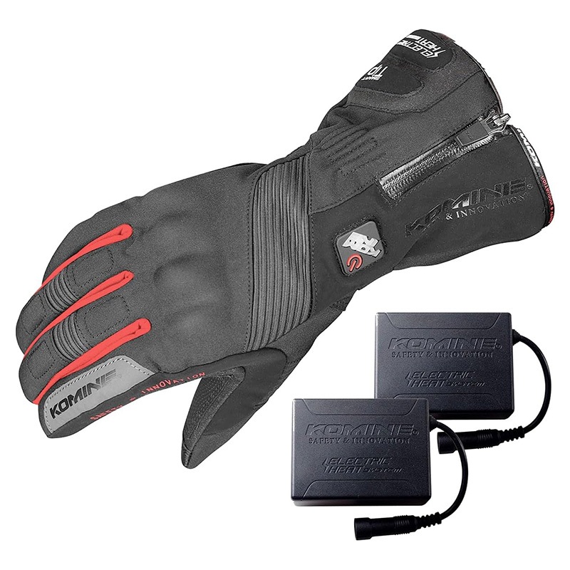 KOMINE コミネ バイク用電熱グローブ 06-8045 GK-8045 カシウスセット XLサイズ ブラック/レッド 7.4V仕様