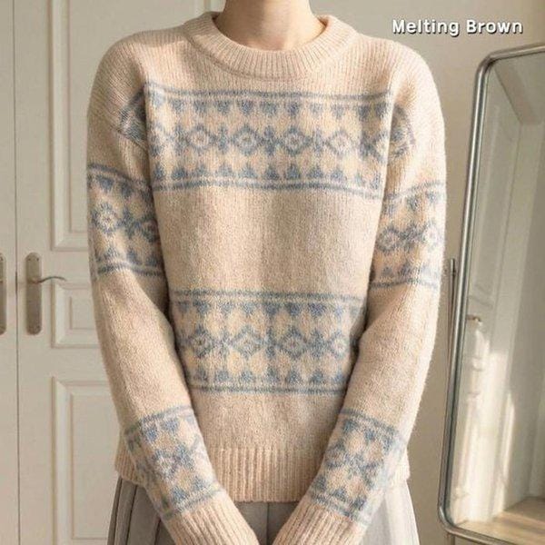 女性用冬ルーズフィットプルオーバーニット PR26