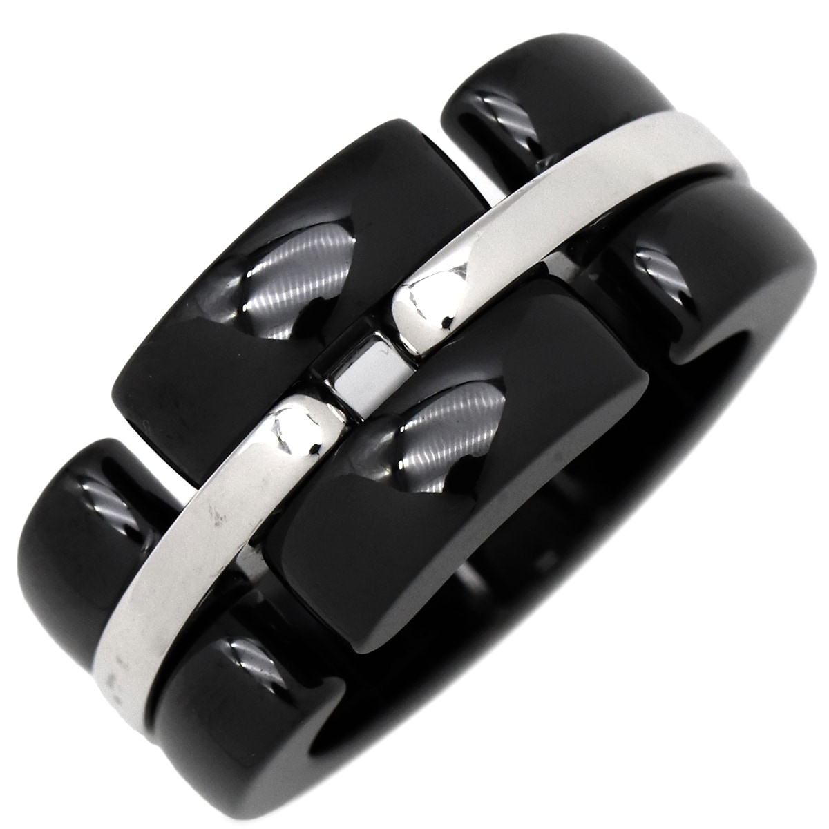 シャネル CHANEL リング 指輪 シャネル ウルトラリング K18WG セラミック ブラック×ホワイトゴールド T51(JP11) 黒 18K AU750 11号【中古】