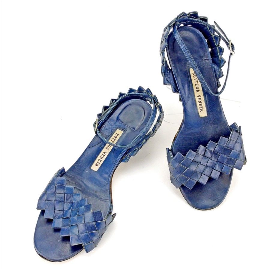 サンダル シューズ 靴 イントレチャート 4 アンクルストラップ ネイビー ゴールド 中古