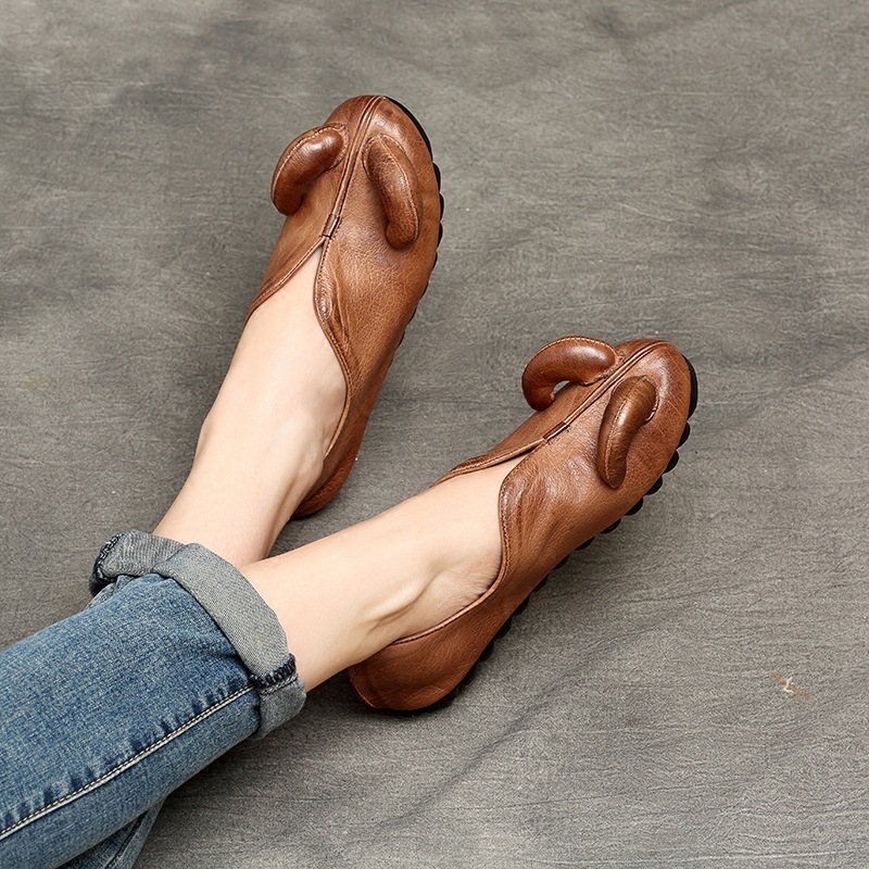 春夏新作 民族風モードン風柔らかいソールヤギの角スリッポン 浅口カジュアル柔らかいソールレディースシューズ