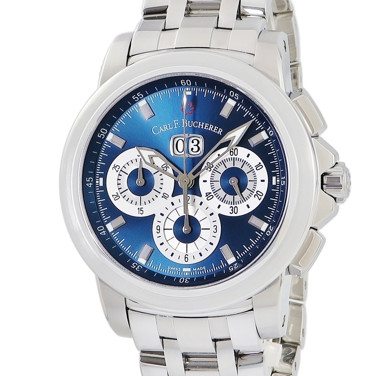 パトラビ クロノデイト 00.10624.08.53.21 自動巻き メンズ ブルー アニュアルカレンダー 3年保証 205,640円