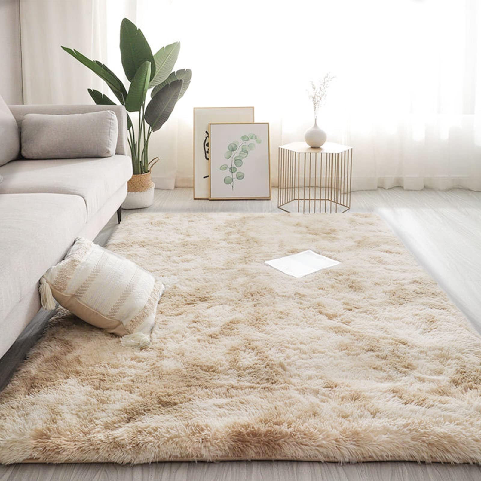 ラグマット カーペット 約3畳 200x250cm おしゃれな北欧風シャギーラグ 全厚約5cm 洗えるラグ 滑り止め付き 極厚毛足約4cm ふわっとした手触り 防音絨毯 オールシーズン快適に使用 長方