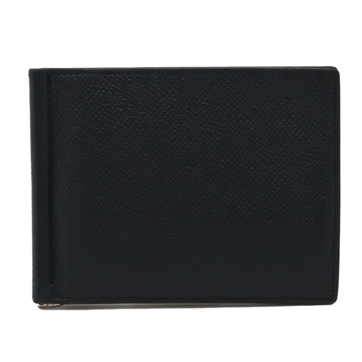 ポーカーGM 2つ折財布 二つ折り札入れ マネークリップ付き ヴォーエプソン レザー ブルーインディゴ シルバー金具 A刻