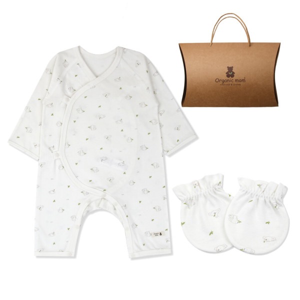 ギフトラッピング 出産祝い コニモベネガウン+ミトン 2点セット