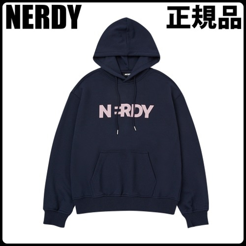 NERDY フードトレーナー ビックブランクロゴ NAVY スウェット 男女兼用