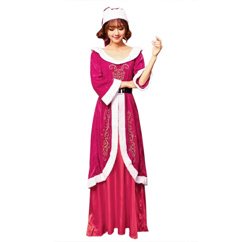 サンタクロース ロング丈女王ドレス クリスマス サンタ コスプレ 衣装 レディース コスチューム　サンタ 大人 レディース コス 変装 仮装