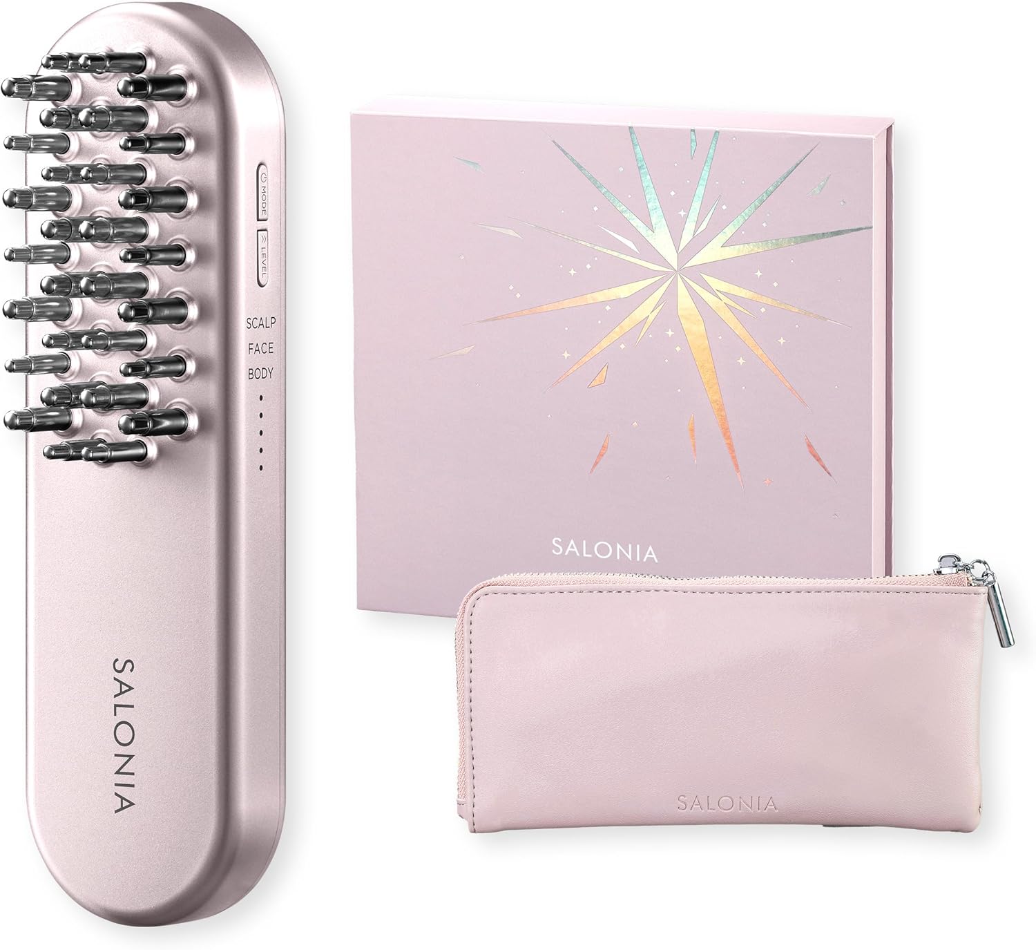 SALONIA サロニア EMS リフトブラシ ピンク ギフトBOX 電気ブラシ 美顔器 電動頭皮ブラシ リフトアップ