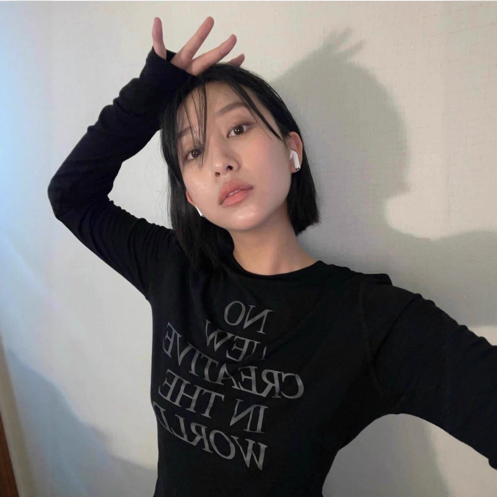 韓国 初秋新作 アルファベットプリント ロングスリーブ T シャツ レディース 丸襟 フィットテーラード インナートップス