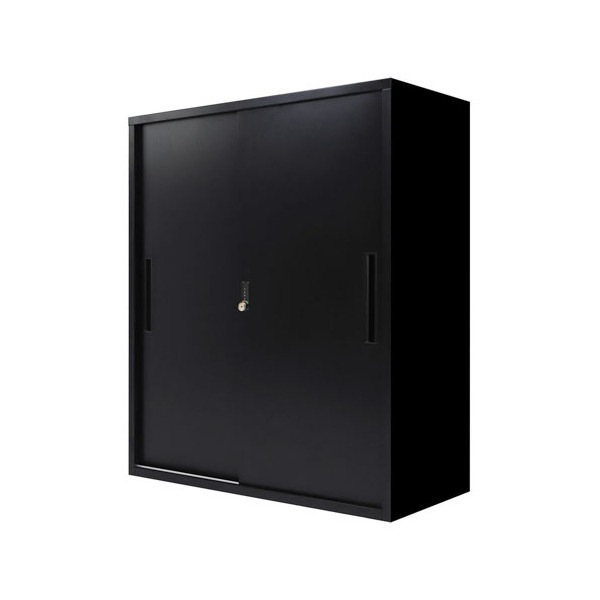法人限定 Netforce FHD-H-W-BK ブラック FACILE (ファシル) 引き違い書庫 ダイヤル錠 幅900×奥行400mm メーカー直送
