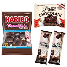 甘いふわふわ 35gx2個/ パスタの形のチョコレート/ チョコマシュマロ ソフトキス / pastachocolate/ 甘くてふわふわのチョコレートマシュマロ/ ハリボー/ スモア