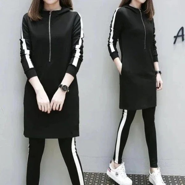 レディーストレーニングウェ スウェットパンツ韓国ファッション 長袖フード付きアウター無地 ップ ア スウェット 大きいサイズ 2点セット パーカー カーディガン 新作登場トップス+ズボン セットアップ