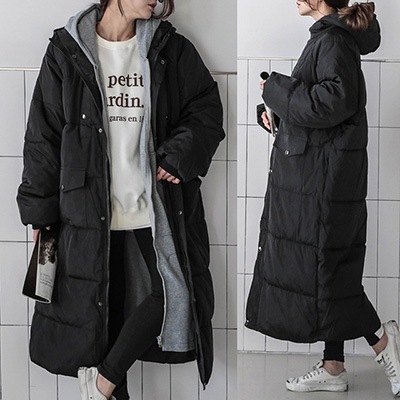 [BINS GIRL] 大HIT商品 暖かい ロング パディング JUM POCKET体型カバーになるパディング