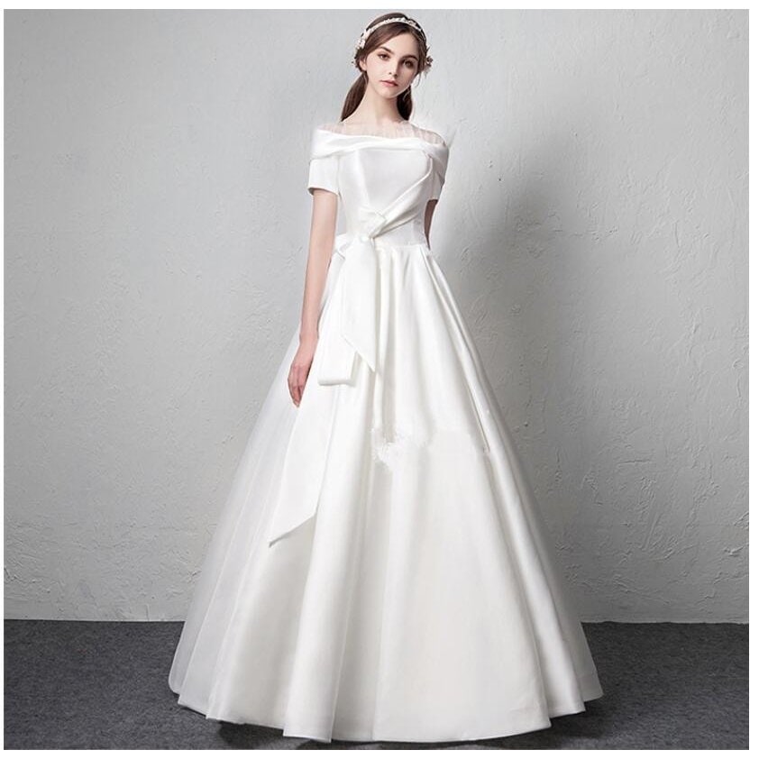 ロング丈ドレス パーティードレス 上品 大人 ウエディングドレス オフショルダー 高級感 演奏会 結