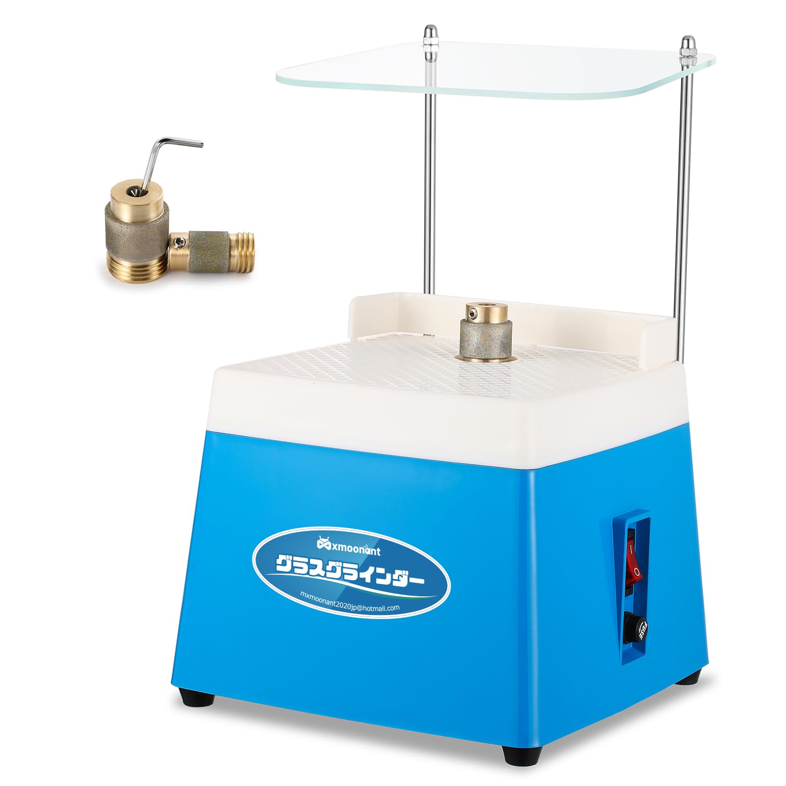 Mxmoonant ステンドグラスグラインダー ステンドグラス ルーター 2規格研磨ドリルビット・防護バッフル付き 4200rpm セラミック モザイクタイル グラス研磨 形状調整 加工 DIY 工具