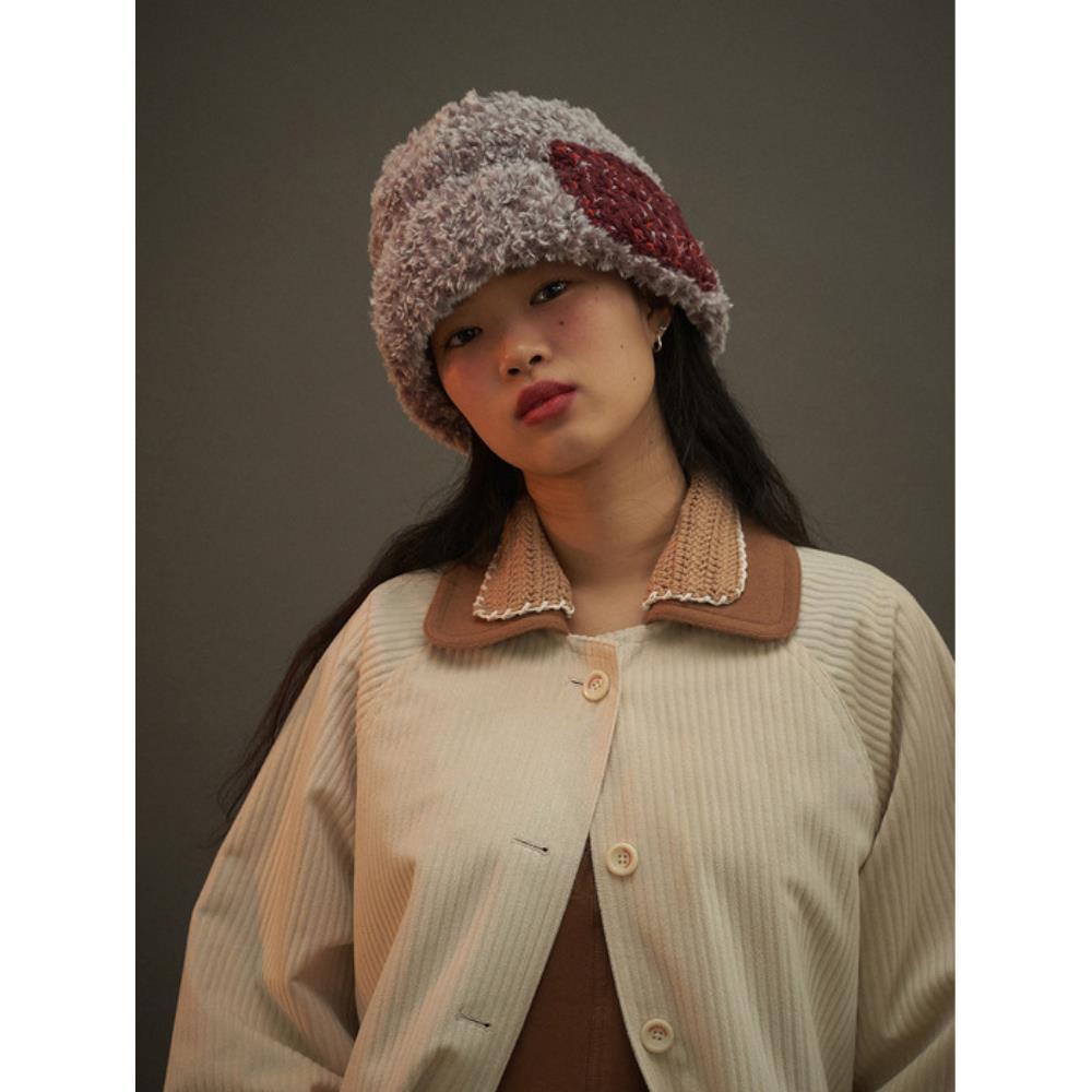 MISU A BARBE PIECES FURRY HAT BURGUNDY