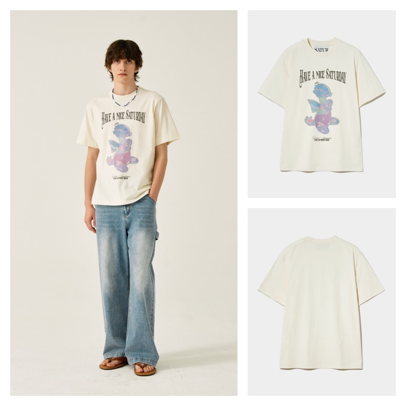 Tシャツ・カットソー SATUR Blue Dragon Balloon Graphic T-Shirt 4XK701 SATUR Blue Dragon Balloon Graphic T-Shirt 4XK701 (SATUR/T