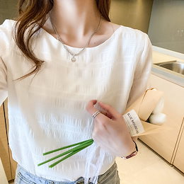 ブラウス レディース 40代 春夏新作 オシャレブラウス 白シフォンシャツ 半袖トップス tシャツ ブラウス 大人 通勤 ゆったり シャツ 韓国風 30代 50代