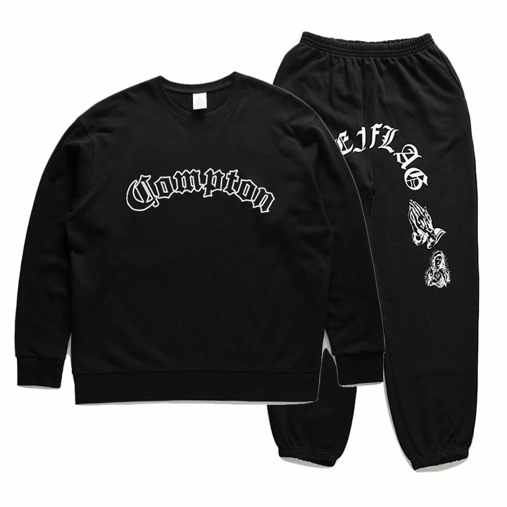 ACE FLAG 上下セット 長袖 ブランド メンズ 春秋冬用 黒 大きいサイズ エースフラッグ セットアップ トレーナー スウェットパンツ Compton コンプトン